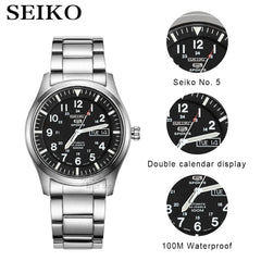 seiko watch men 5 automatic watch Luxury Brand Waterproof Sport Wrist Watch Date mens watches diving watch relogio masculin SNZG