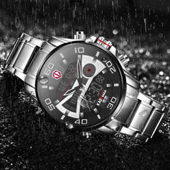 KADEMAN Fashion Sport Watch Men Quartz LCD Digital Mens Watches Top Brand Luxury Waterproof Army Military Full Steel Wristwatch