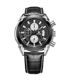 High Quality MEGIR Chronograph Function Mens Watches Genuine Leather Luxury Mens Brand Military Wristwatches