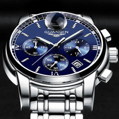 relogio masculino GUANQIN Mens Watches Top Brand Luxury Fashion Business Quartz Watch Men Sport Full Steel Waterproof Wristwatch