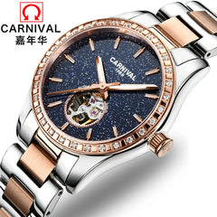 Carnival Fashion Luxury Women Watches Sapphire Star Automatic Mechanical Watch Woman Luminous Relogio Feminino Reloj Mujer Clock