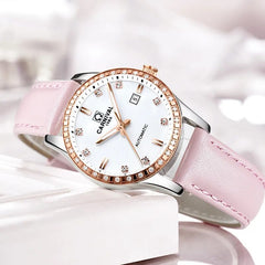 Montre femme 2019 CARNIVAL Fashion Automatic Watch Women Calendar Leather Strap 30m Waterproof Luminous Women Watches Top brand