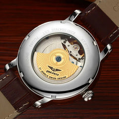 2018 Fashion GUANQIN Mens Watches Top Brand Luxury Skeleton Watch Men Sport Leather Tourbillon Automatic Mechanical Wristwatch