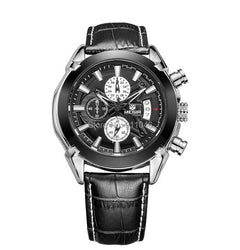 High Quality MEGIR Chronograph Function Mens Watches Genuine Leather Luxury Mens Brand Military Wristwatches