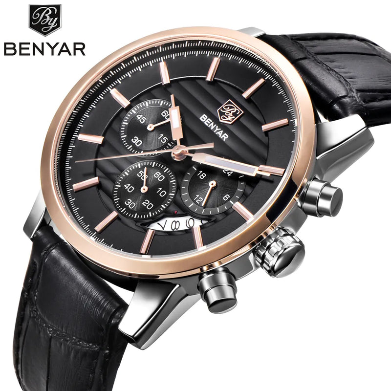 Reloj Hombre BENYAR Fashion Chronograph Sport Mens Watches Top Brand Luxury Business Quartz Watch Clock Relogio Masculino