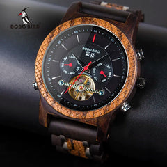 BOBO BIRD Automatic Mechanical Watch Men Wooden Luxury Women Watches with Calendar Display Multifuctions relogio masculino