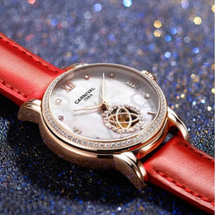 Montre femme Fashion Tourbillon Watch Automatic Watch Women CARNIVAL High-end Women Watches MIYOTA Leather band Luminous Relogio