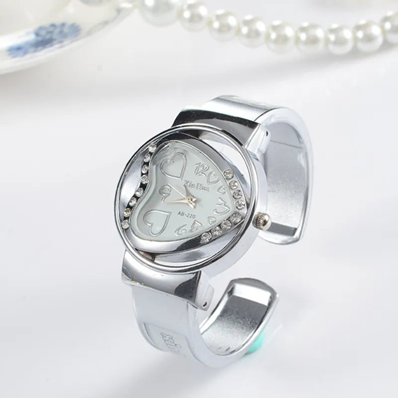 Heart Bracelet Watch Women Luxury Women's Watches Rhinestone Ladies Watch Silver Women Watches Clock zegarek damski reloj mujer